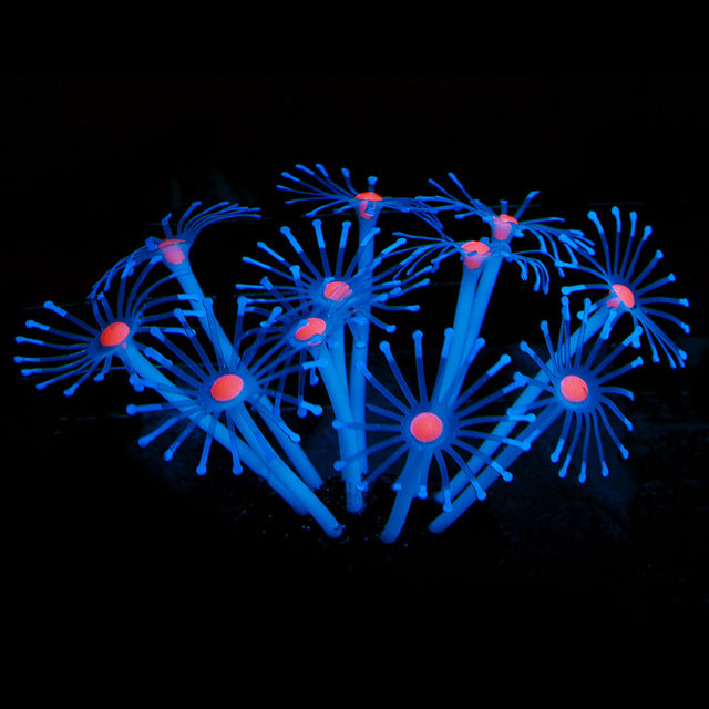 Silicone Glowing Artificial Fish Tank Aquarium Coral Plants Ornament Underwater Pets Decor