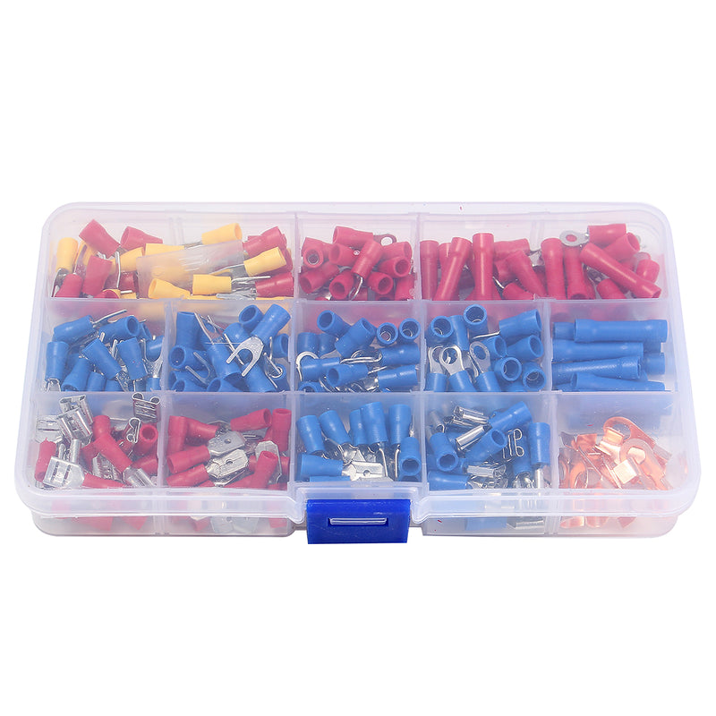 270pcs Insulated Crimp Terminals Wire Connectors Butt Spade Ring Assorted Kit