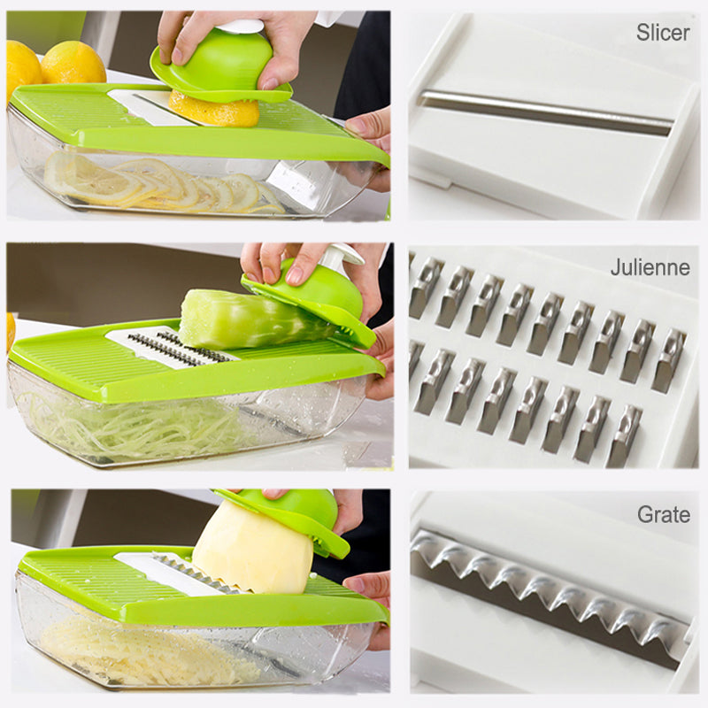 KCASA KC-MFP3 Vegetable Cutter Food Container Adjustable Mandoline Slicer 4 Interchangeable Blades