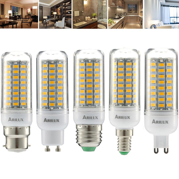 ARILUX E27 E14 B22 GU10 G9 5W SMD5730 Constant Current Smart IC 89LEDs Corn Light Bulb AC220V