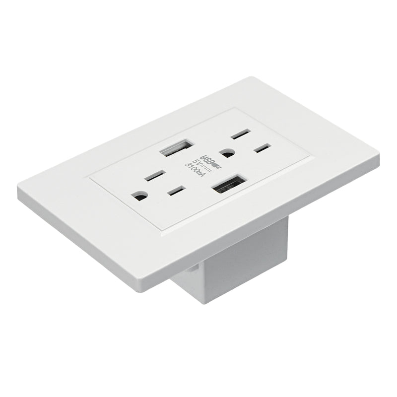US Standard Dual USB Wall Socket Double 2.1A/3.6A Universal Plug Socket Port Power Adapter Outlet Tamper Resistant Duplex Receptacle