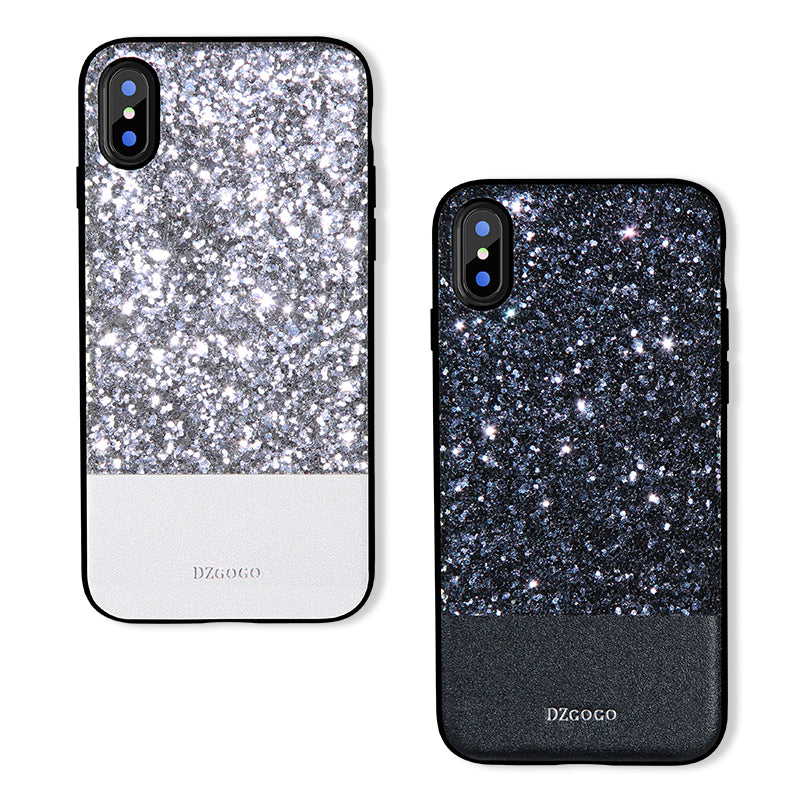 DZGOGO Diamond Bling PU Leather Protective Case for iPhone X