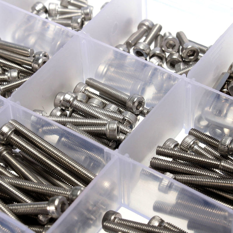 Suleve M3SS2 M3 442Pcs Stainless Steel Allen Bolt Nut Hex Socket Cap Screw Assortment Kit