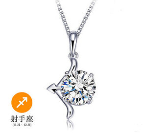 12 Constellations Gift Italina 925 Sterling Sliver Crystal Necklace for Women