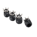 4 PCS Car Accessories Crystal Deluxe Diamonds Crown Tire Valve Stem Caps(Bl
