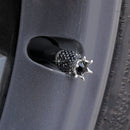 4 PCS Car Accessories Crystal Deluxe Diamonds Crown Tire Valve Stem Caps(Bl