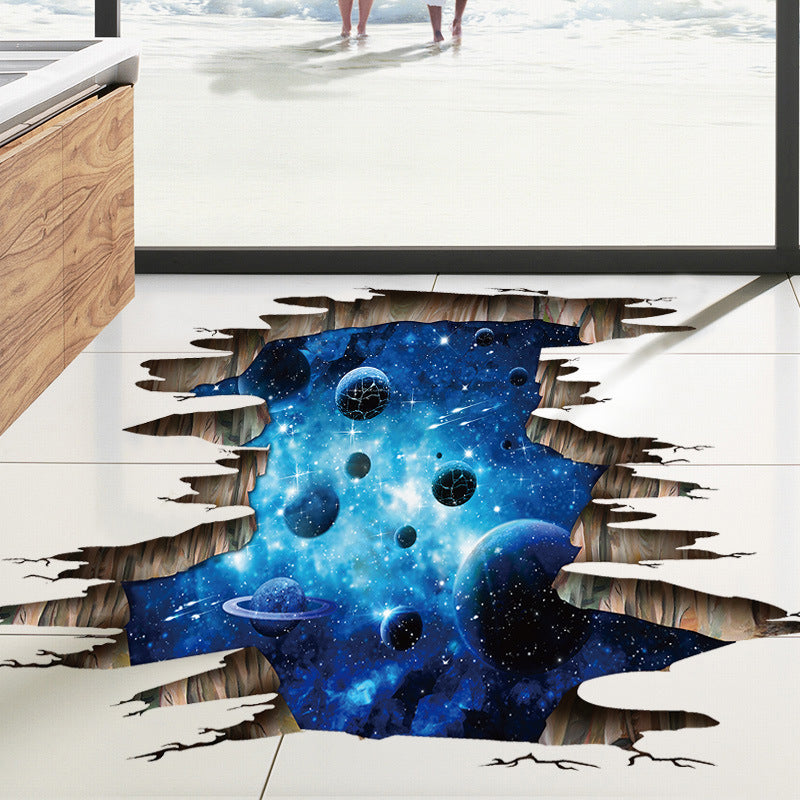 Miico Creative 3D the Milky Way Broken Wall Removable Home Room Decorative Wall Door Decor Sticker