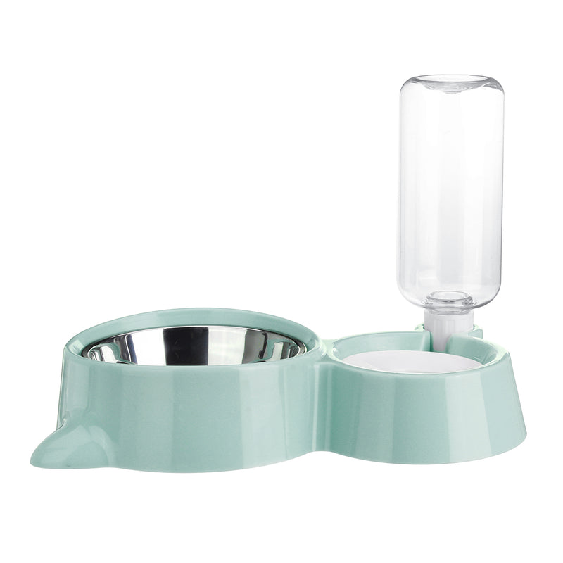 Automatic Pet Dog Cat Smart Food Water Feeder Bowl Dish W/ 500ml Bottle Drink