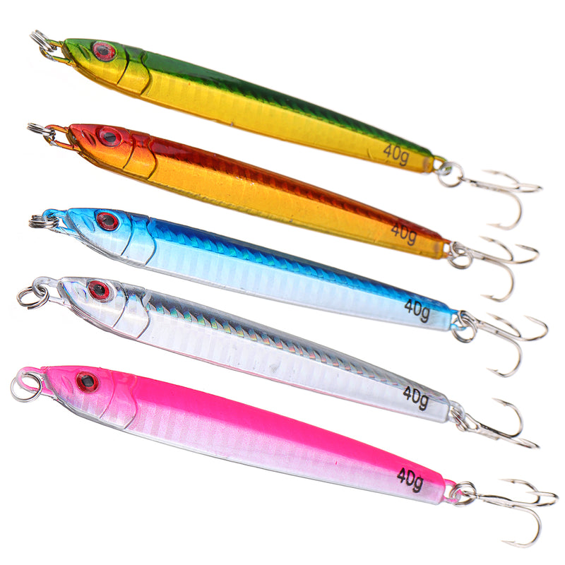 5Pcs/Set 100mm 40g Metal Jig Fishing Lure 3D Eyes Lead Fish Isca Artificial Fishing Hard Baits