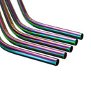 8pcs Stainless Steel Colorful Curved Straw Reusable Straw Set with 2 Brushes Storage Box