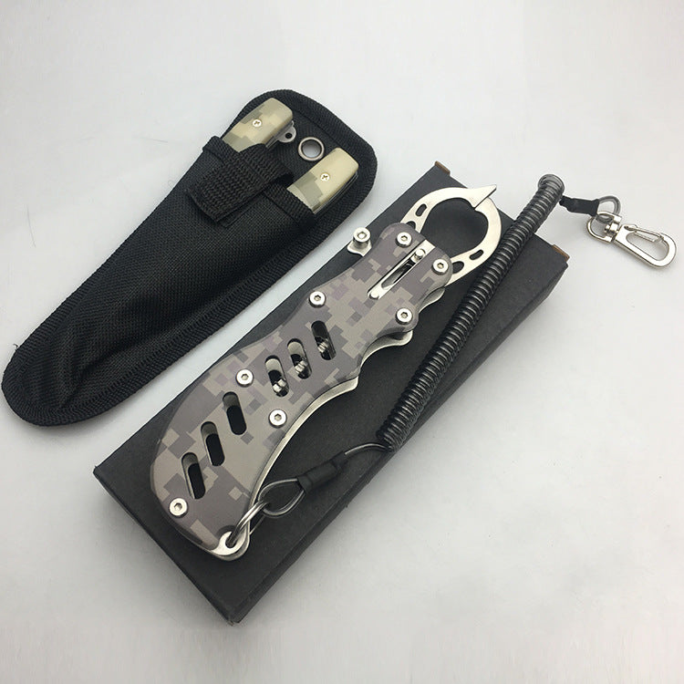 ZANLURE 2PCS Stainless Steel Camouflage Fish Pliers Set Fishing Gripper Set Outdoor Portable Fishing Tool