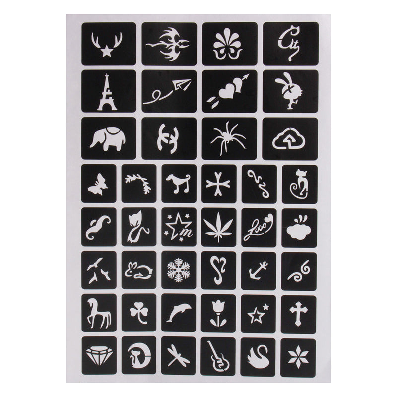 200Pcs Stencils Glitter Tattoo Accessories Girl Princess Body Art Airbrush Painting Kit