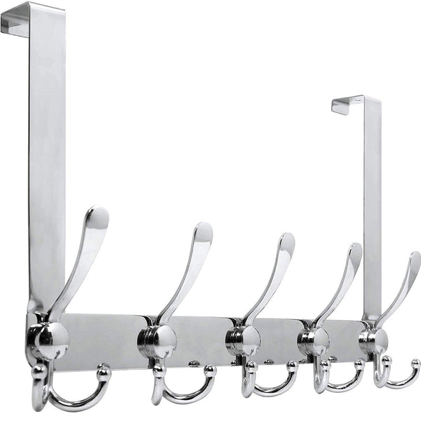 Stainless Steel Hook Door Hanger Hat Coat Towel Hanger with 5 Hooks