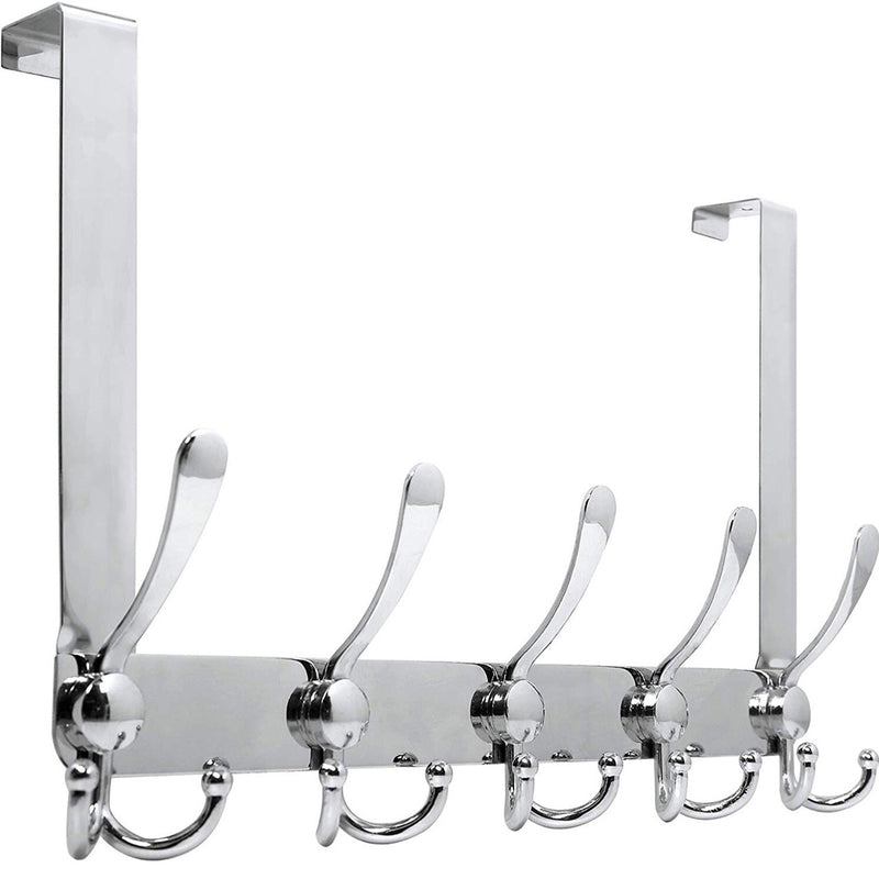 Stainless Steel Hook Door Hanger Hat Coat Towel Hanger with 5 Hooks