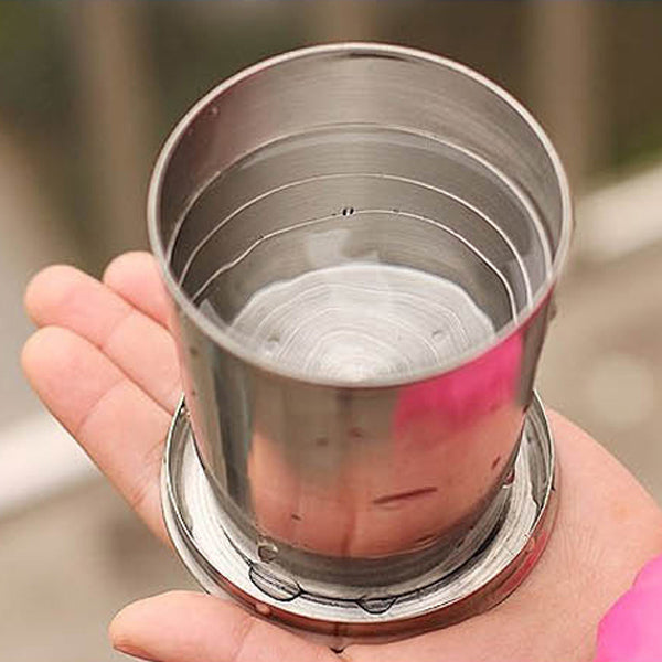 Stainless Steel Collapsible Folding Cup Traveling Outdoor Portable Drinking Cup