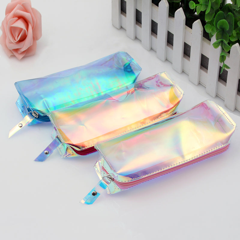 Holographic Iridescent Laser Pencil Case Quality PU School for Girls Boy School Supplies Stationery Cute Pencil Box Pencil Bag