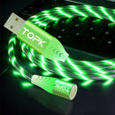 TOPK 5A LED Flow Glow Lighting Magnetic Type C Micro USB Data Cable For Xiaomi MI9 HUAWEI Mate30 5G Pro Pocophone F1 Note10+ 5G