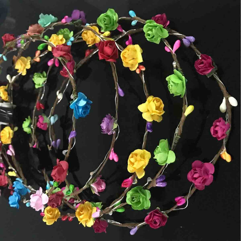 LED Flower Wreath Party Holiday Light Garland Headband Wedding Photography Gift