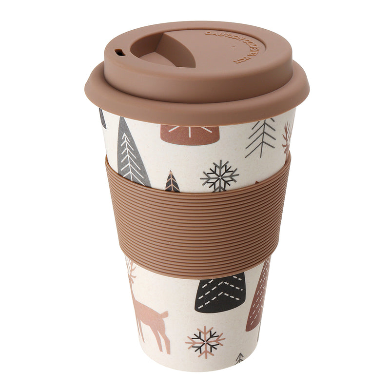 1Pcs 400ml Travel Reusable Bamboo Fibre Coffee Cup Eco-Friendly Water Drink Mug