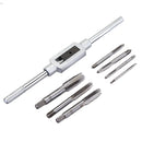 Drillpro M3-M12 Adjustable Tap Wrench with 7pcs M3-M12 Screw Thread Hand Tap Set