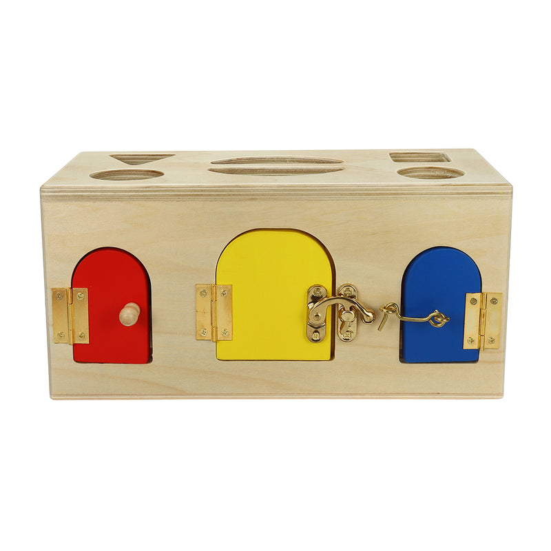 Children Wooden Little Lock Door Latch Box Case Kid's Early Educational Toys