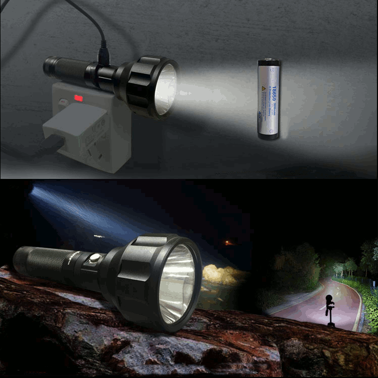 NiteFox UC25  U2 800LM 4Modes Dimming USB Dual-Switch Big Head Long Shot LED Flashlight