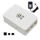 Updated ABS Enclosure Box V4 Case+5V/3A EU Standard Plug Power Supply+3*Black Heat Sink Set for Raspberry Pi 4