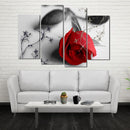Miico Hand Painted Four Combination Decorative Paintings Botanic Rose Wall Art For Home Decoration