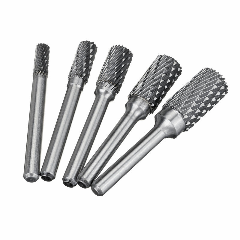 5pcs 6-14mm Tungsten Carbide Rotary Burr Die Grinder Drill Bits Set for Woodworking