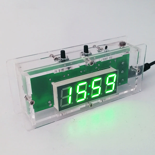 DIY C51 Microcontroller Electronic LED Light Control Temperature Digital Clock Kit With Case