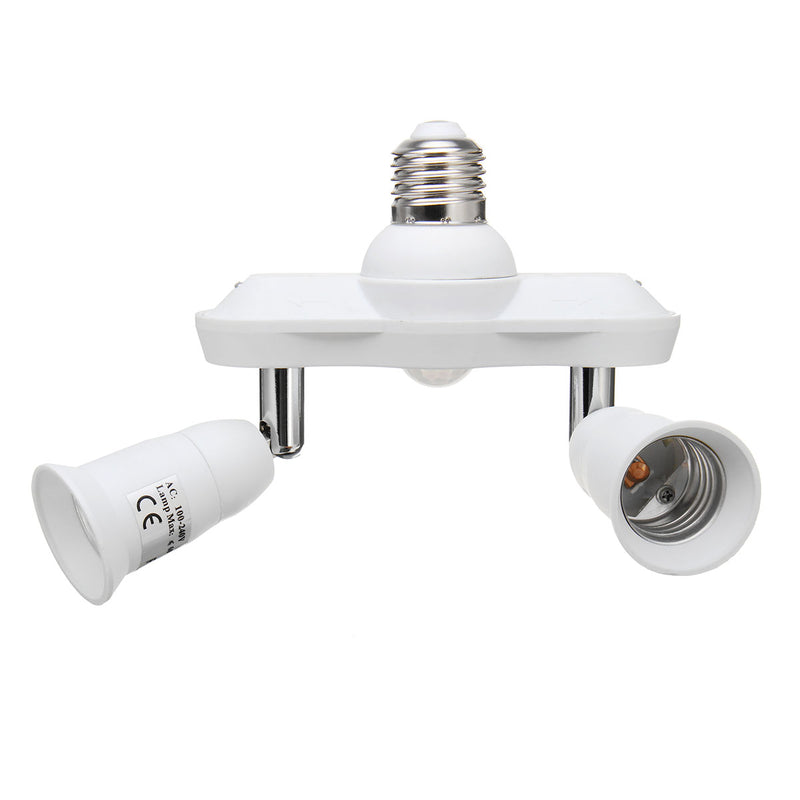 LUSTREON Infrared Motion Sensor Adjustable 2 In 1 E27 Bulb Adapter Socket Converter Splitter