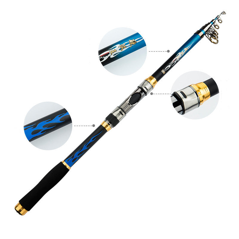 ZANLURE 2.7m Ultralight Hard Telescopic Fishing Rod Portable Sea Lake Spinning Pole