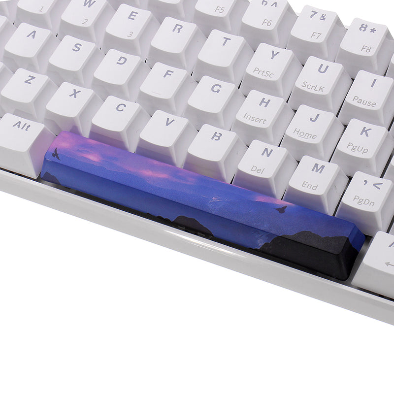 Five-sided Dyesub PBT OEM Profile Sunset peak Space Bar 6.25u Novelty Keycap for GK61 Black Case and Cherry MX Switch Keyboard