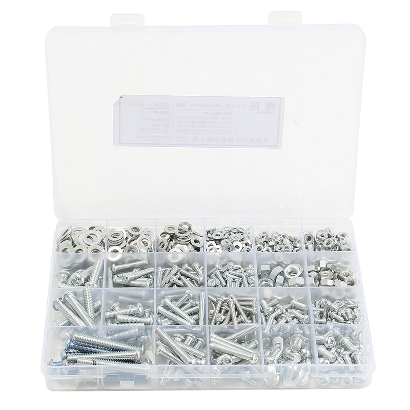 Suleve MXSP2 M3 M4 M5 M6 Stainless Steel Phillips Round Head Screw Nuts Flat Washers Assortment Kit 900g