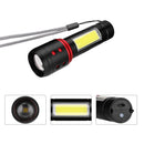 XANES T6+COB 5Modes Zoomable USB Rechargeable LED Flashlight Outdoor 18650 Flashlight