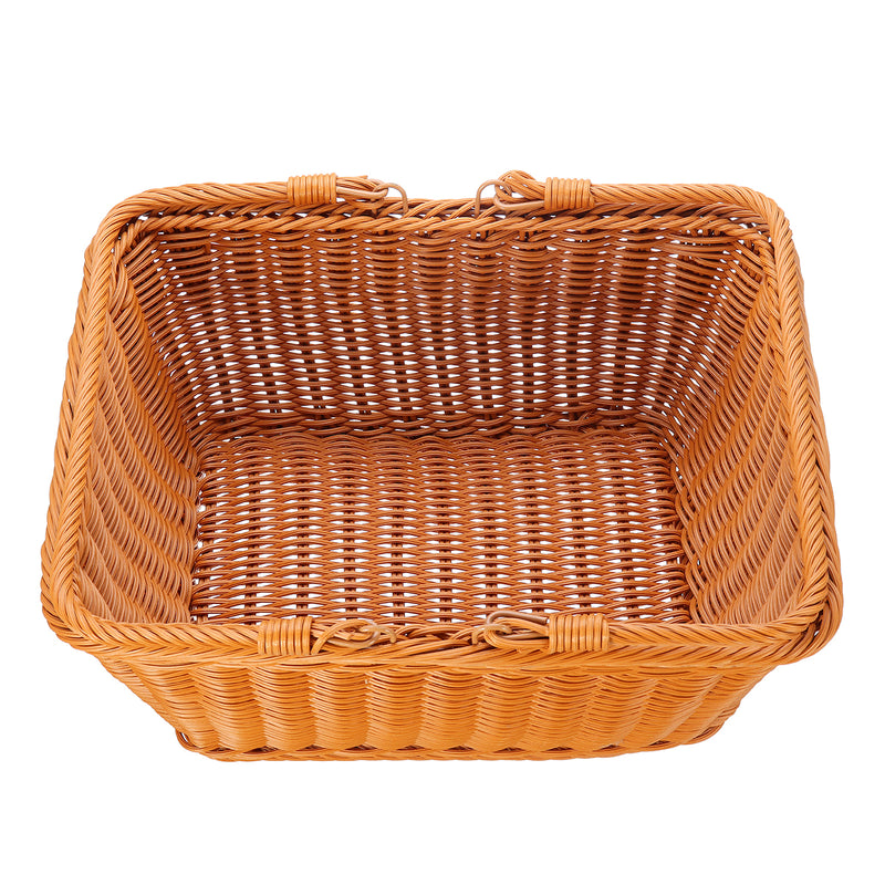 Square Woven Hand Storage Baskets Double Folding Handles Picnic Basket for Outdoor Living