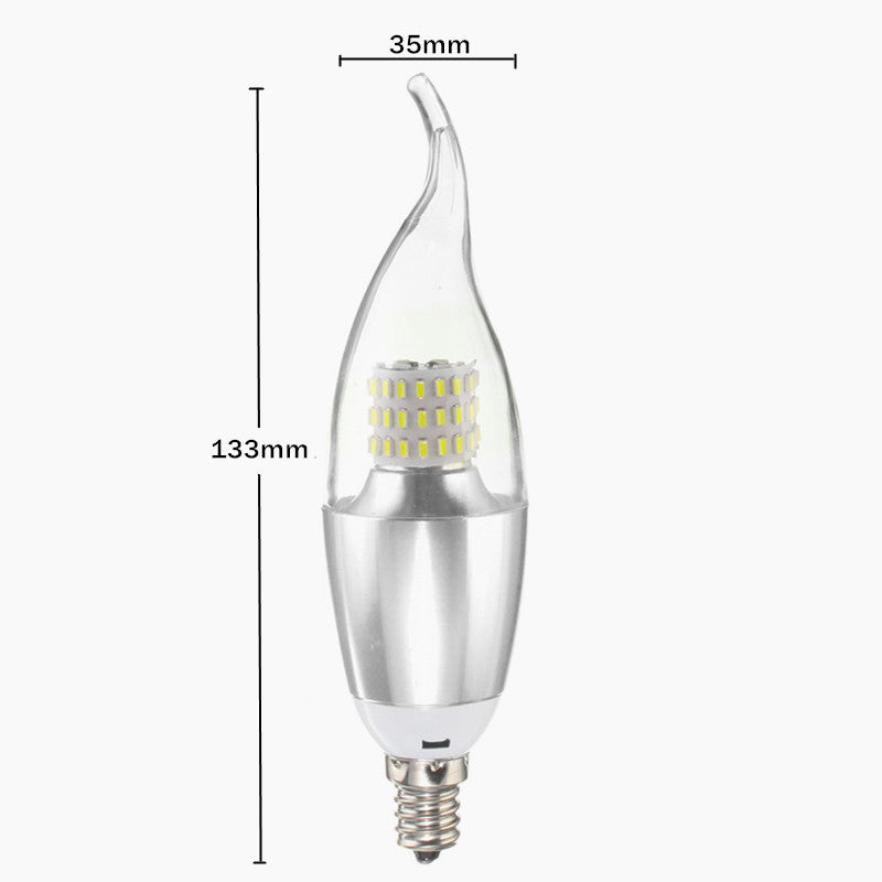 Dimmable E27 E14 E12 7W 60 SMD 3014 LED Pure White Warm White Sliver Candle Light Lamp Bulb AC110V