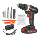42V Li-Ion Battery Cordless Electric Impact Drill Driver Screwdriver LED Light