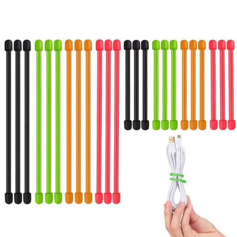 9PCS Multifunction Rubber Rolling Rope Reusable Silicone Creative Gear Strap Data Line Fixed Tool Rubber Hose