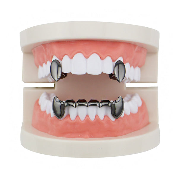 4 Colors Vintage Vampire Denture Set Metal Geometric Braces Canine Grillz Teeth Jewelry