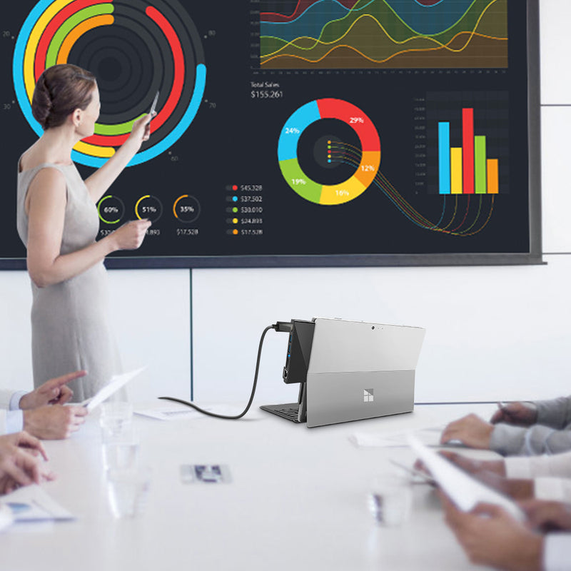 ROCKETEK SUR368/SUR468/SUR568 Surface HUB USB Hub Card Reader for Surface Pro 3/4/5/6 with 1000Mbps RJ45 LAN 4K HDMI USB 3.0 Ports SD/TF Card Slots