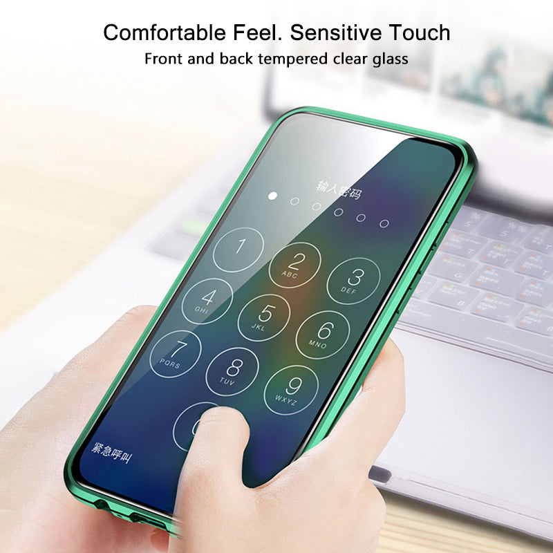 Bakeey Xiaomi Redmi Note 8 360 Curved Screen Front+Back Double-sided Full Body 9H Tempered Glass Metal Magnetic Adsorption Flip Protective Case