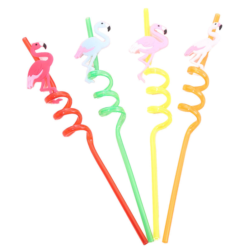 Kitchen Drinking Straw 4Pcs Creative Flamingo Straw Drink Straws Pvc Soft Cartoon Straws