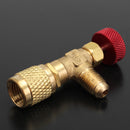 R410A AC Copper Flow Control Valve Adapter 1/4 to 5/16 for Refrigerant Charging Hose