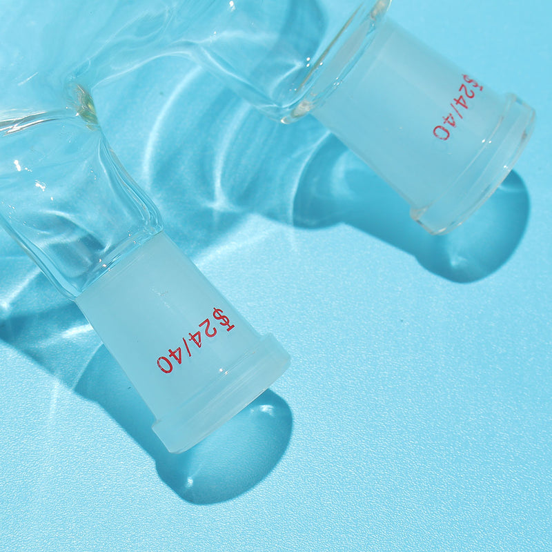 2000mL 24/40 Joint 2 Neck Round Bottom Glass Flask Double Neck Lab Chemistry Boiling Bottle