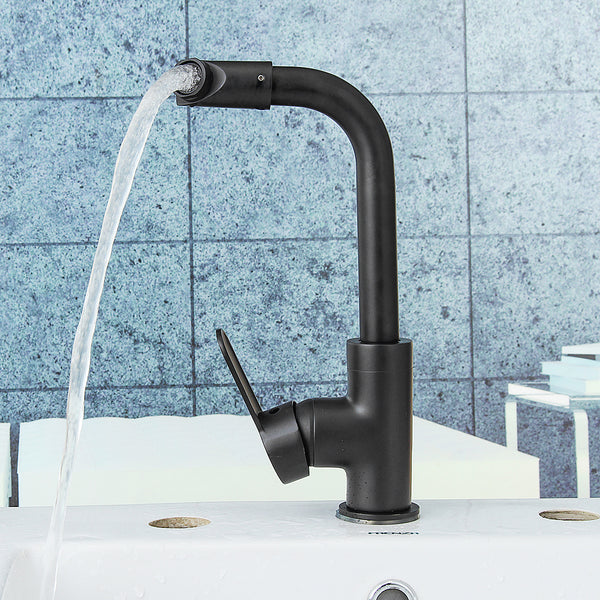 Kitchen Bathroom Basin Sink Faucet Bath Cold/Hot Mixer Water Tap  360 Rotation Black Matte