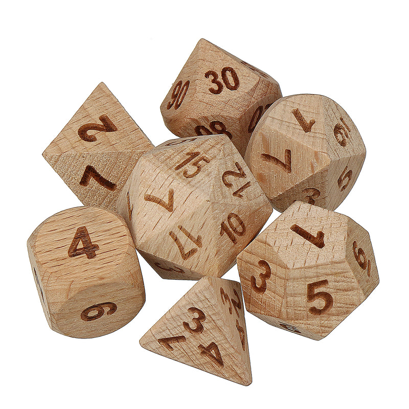 7Pcs Woodmade Polyhedral Dices Set Role Playing Game Dice Gadget for Dungeons Dragon Games Gift