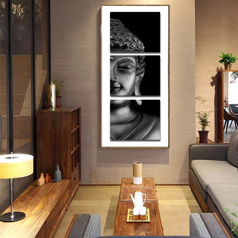 Miico Hand Painted Three Combination Decorative Paintings Half Bud-dha Wall Art For Home Decoration