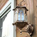 Outdoor Bronze Antique Exterior Wall Light Fixture Aluminum Glass Lantern Garden Lamp