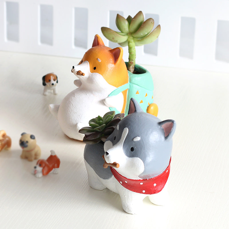 Honana HG-GP4 Creative Akita Dog Husky Dachshund Flower Pot Cartoon Plant Decoration Pot
